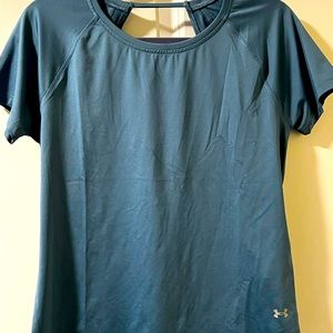 NWOT UA ISO Chill Heat Gear Open Back Shirt Size Small Blue